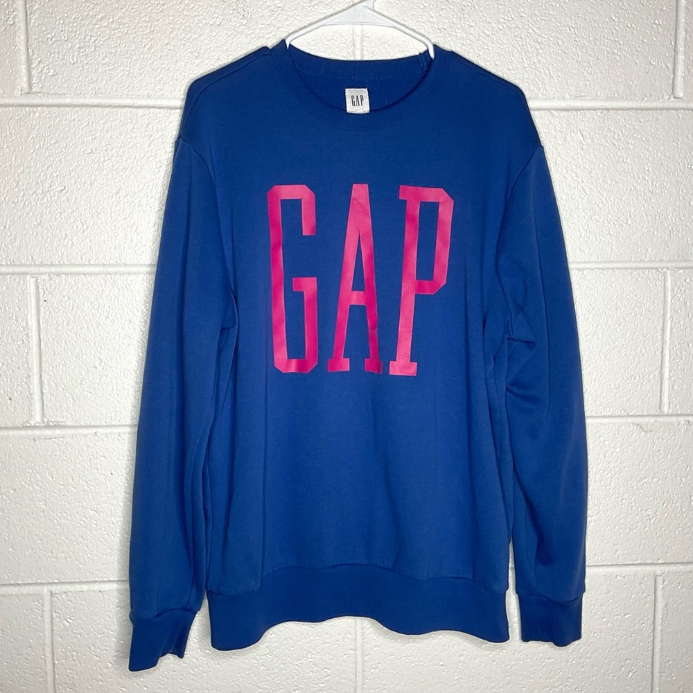 < GAP Blue Logo Oversized Crewneck Sweatshirt > - Picture 2 of 5